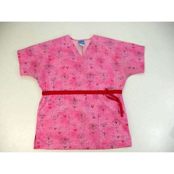 H.Q.Scrub Womens Pink Positive Sayings Medical Nurse Scrub Top Size XSmall - Picture 1 of 9